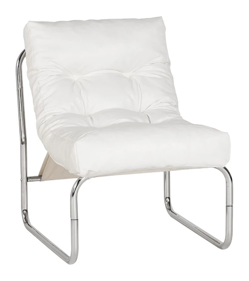 Fauteuil design Boudoir Chromé similicuir Blanc