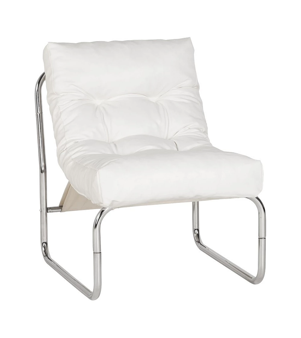 Fauteuil design Boudoir Chromé similicuir Blanc