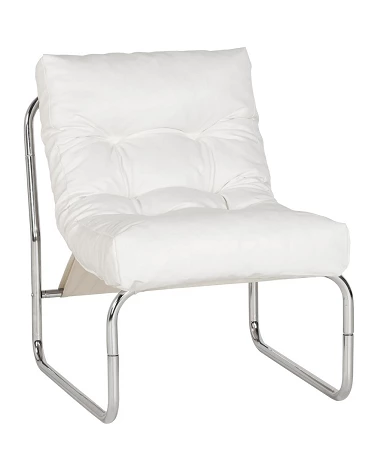 Fauteuil design Boudoir Chromé similicuir Blanc