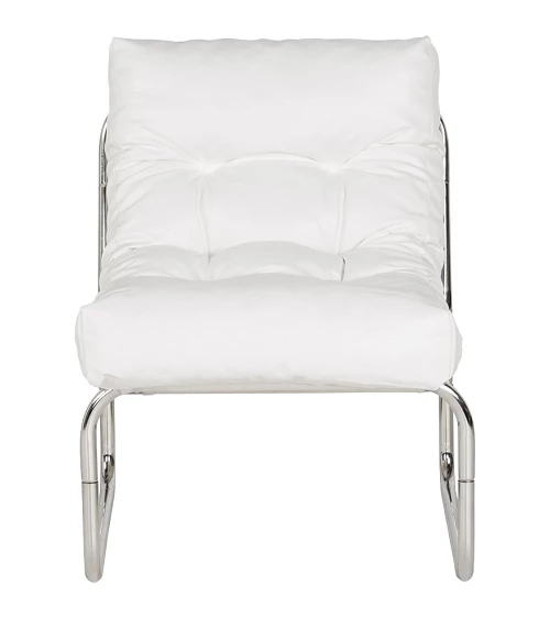 Fauteuil design Boudoir Chromé similicuir Blanc