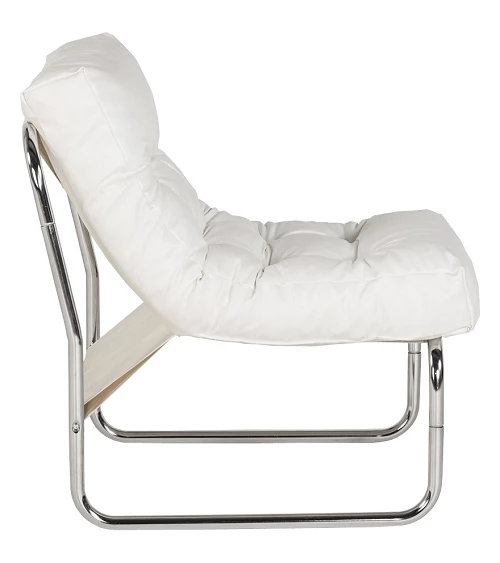 Fauteuil design Boudoir Chromé similicuir Blanc