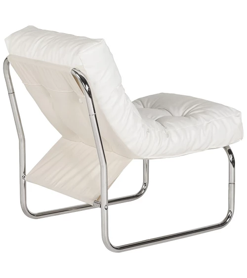 Fauteuil design Boudoir Chromé similicuir Blanc