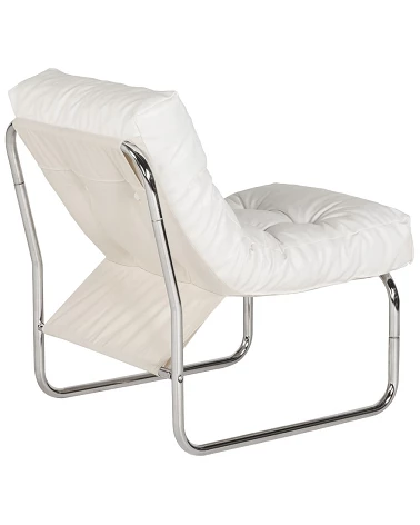 Fauteuil design Boudoir Chromé similicuir Blanc