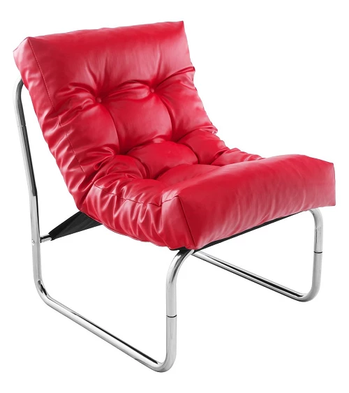 Fauteuil design Boudoir Chromé similicuir Rouge