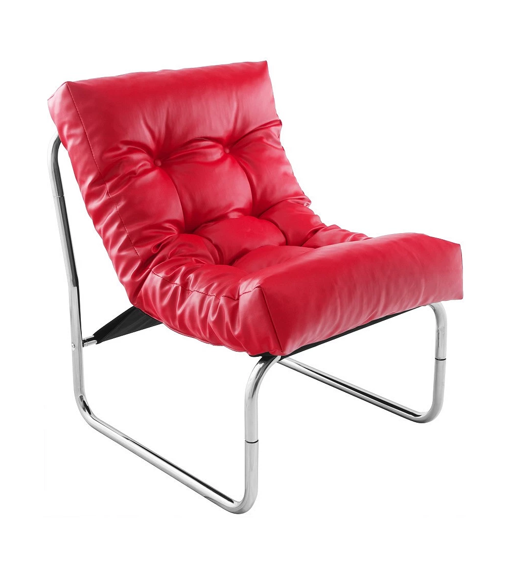 Fauteuil design Boudoir Chromé similicuir Rouge