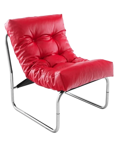 Fauteuil design Boudoir Chromé similicuir Rouge