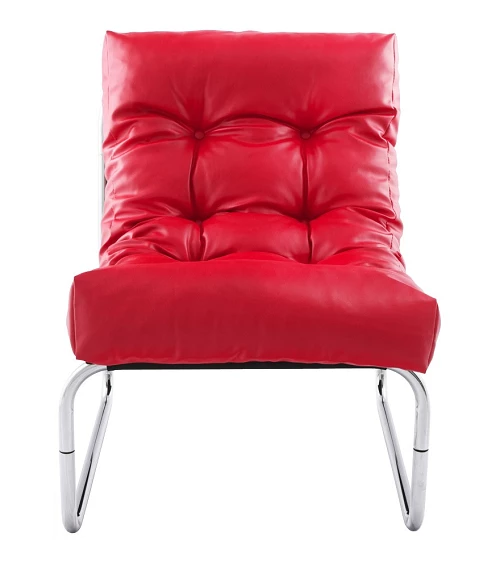 Fauteuil design Boudoir Chromé similicuir Rouge