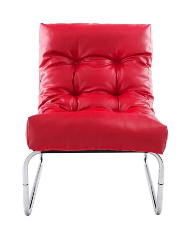 Fauteuil design Boudoir Chromé similicuir Rouge