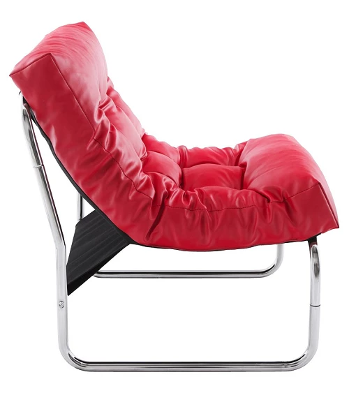 Fauteuil design Boudoir Chromé similicuir Rouge