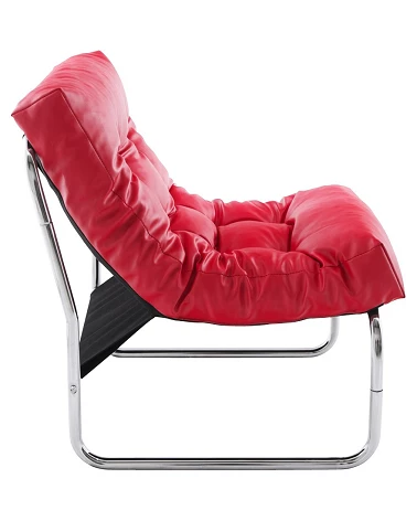 Fauteuil design Boudoir Chromé similicuir Rouge