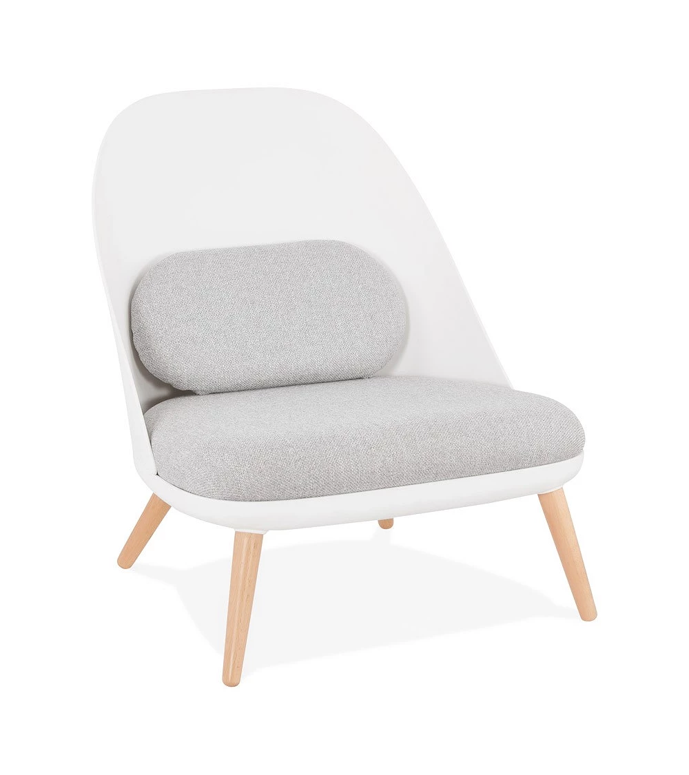 Fauteuil Poly blanc Kajol tissu Gris Clair