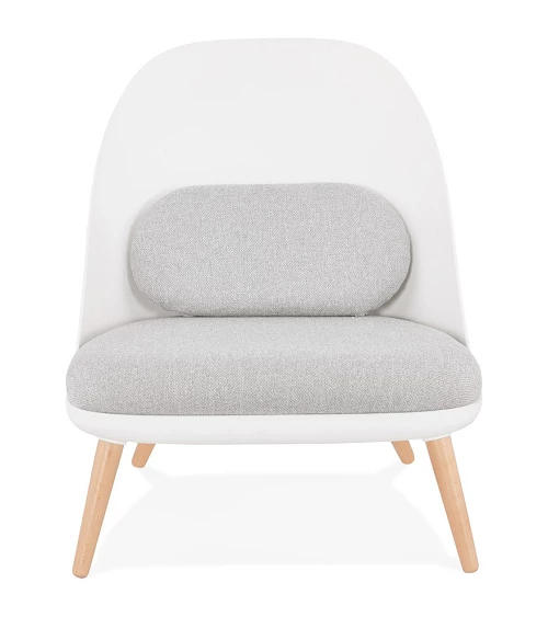 Fauteuil Poly blanc Kajol tissu Gris Clair