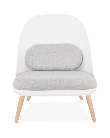 Fauteuil Poly blanc Kajol tissu Gris Clair