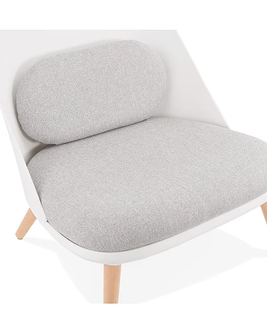 Fauteuil Poly blanc Kajol tissu Gris Clair