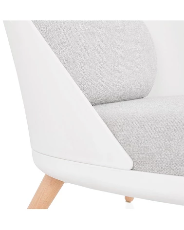 Fauteuil Poly blanc Kajol tissu Gris Clair