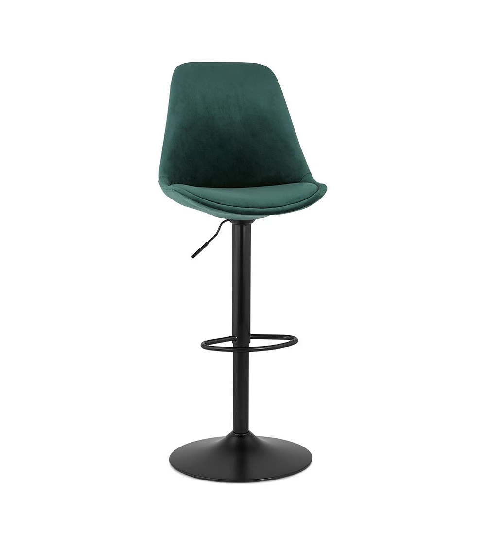 Tabouret de bar métal Noir ASTER Tissu Vert