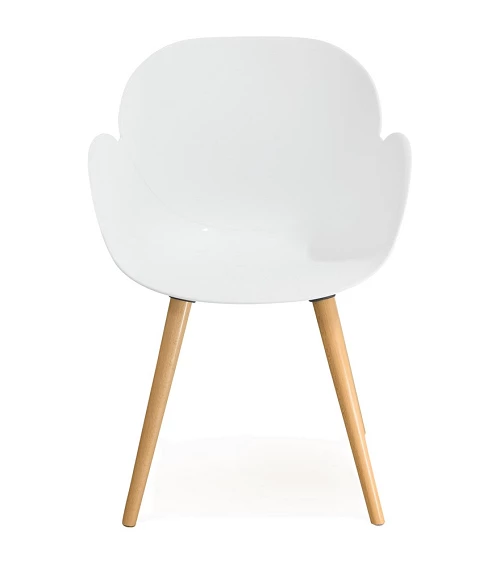 Chaise design SITIWEL Bois Hetre et poly Blanc