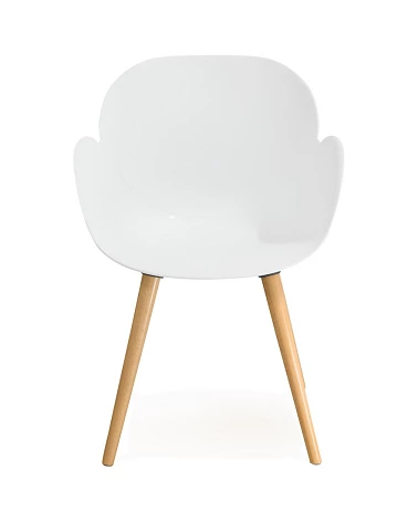 Chaise design SITIWEL Bois Hetre et poly Blanc