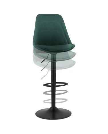 Tabouret de bar métal Noir ASTER Tissu Vert