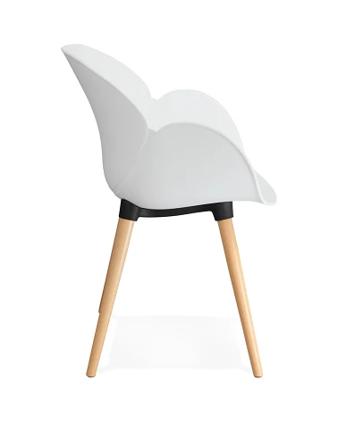 Chaise design SITIWEL Bois Hetre et poly Blanc