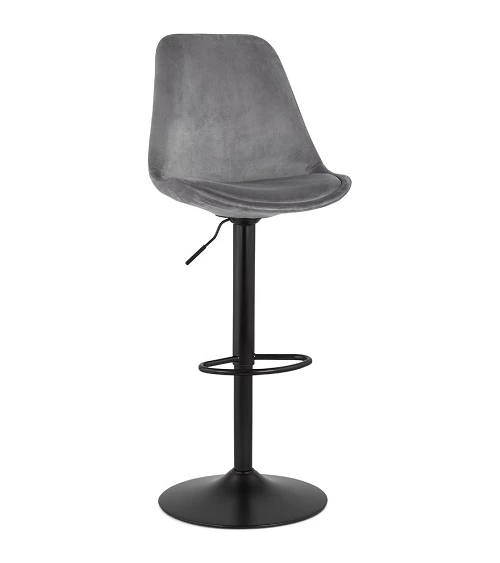 Tabouret de bar métal Noir ASTER Tissu Gris