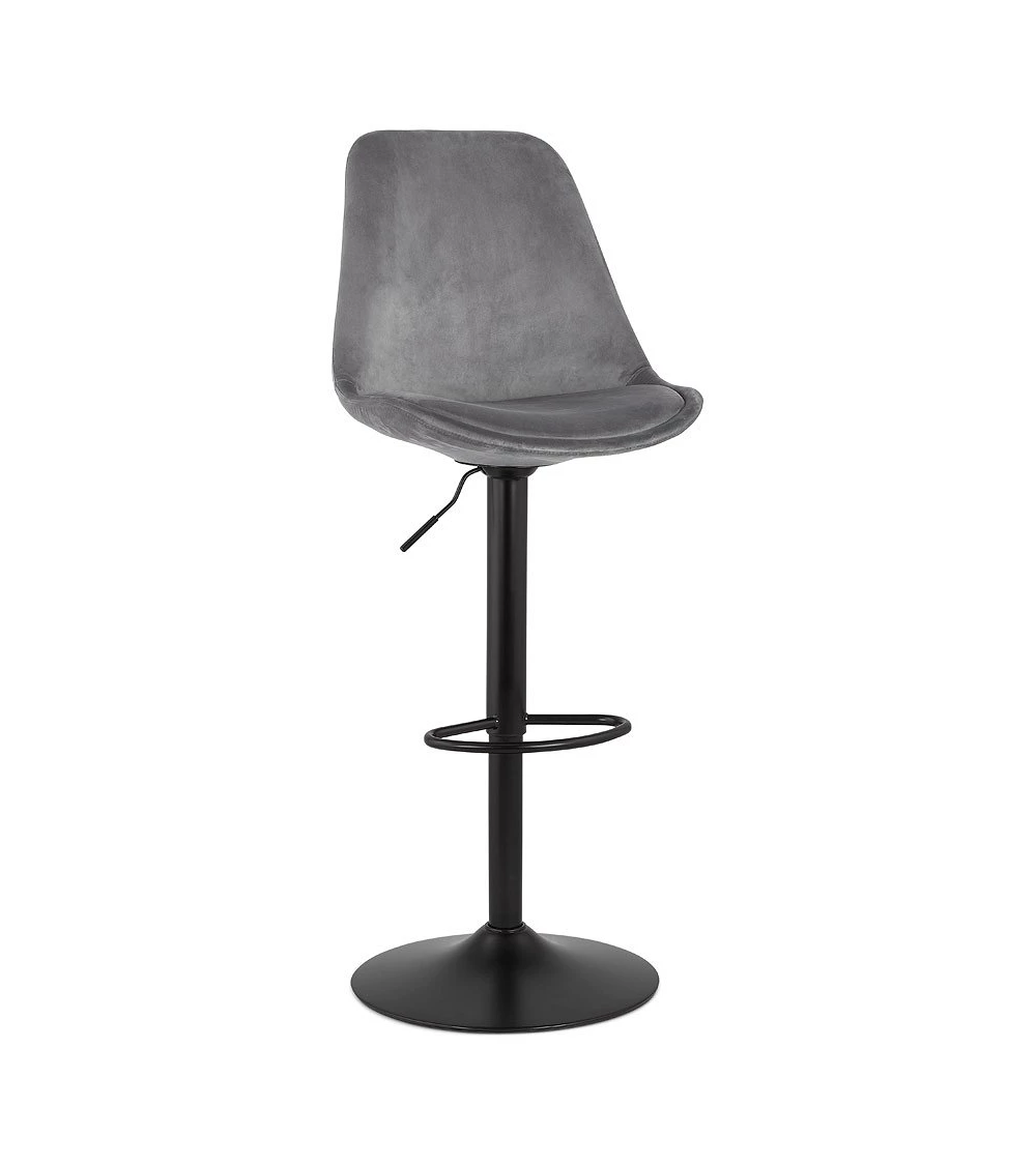 Tabouret de bar métal Noir ASTER Tissu Gris