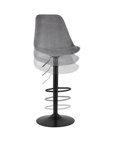 Tabouret de bar métal Noir ASTER Tissu Gris