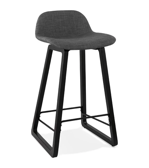 Tabouret de bar design Noir Trapu mini Tissu Gris Foncé