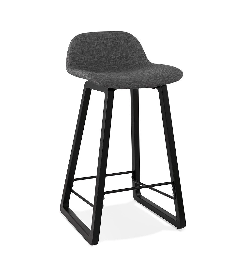 Tabouret de bar design Noir Trapu mini Tissu Gris Foncé