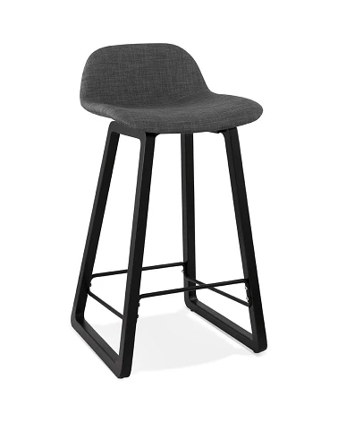 Tabouret de bar design Noir Trapu mini Tissu Gris Foncé