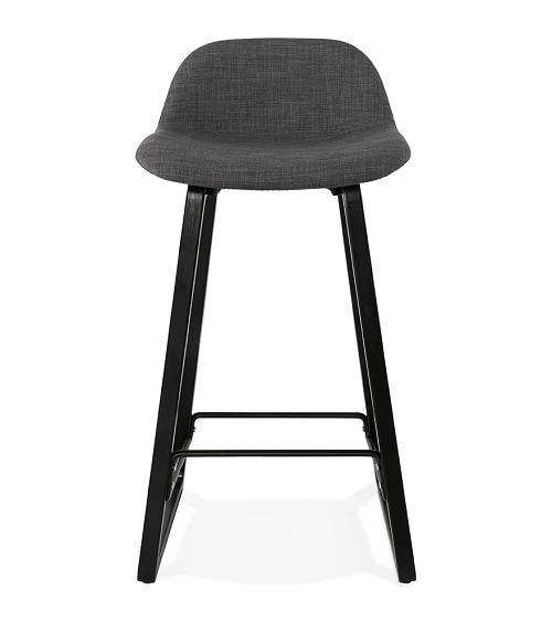 Tabouret de bar design Noir Trapu mini Tissu Gris Foncé