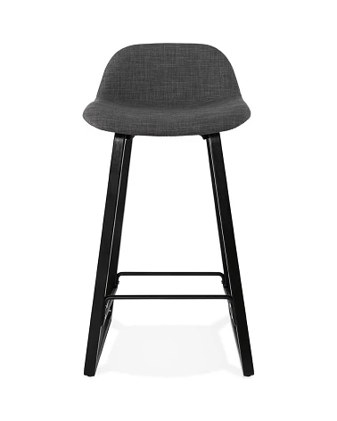 Tabouret de bar design Noir Trapu mini Tissu Gris Foncé