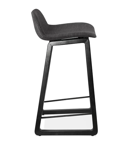 Tabouret de bar design Noir Trapu mini Tissu Gris Foncé