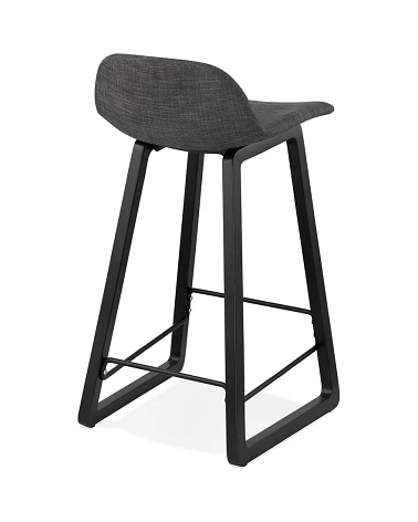 Tabouret de bar design Noir Trapu mini Tissu Gris Foncé