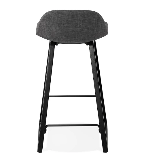 Tabouret de bar design Noir Trapu mini Tissu Gris Foncé