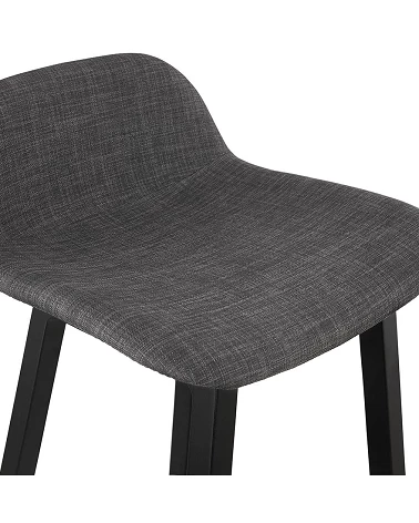 Tabouret de bar design Noir Trapu mini Tissu Gris Foncé