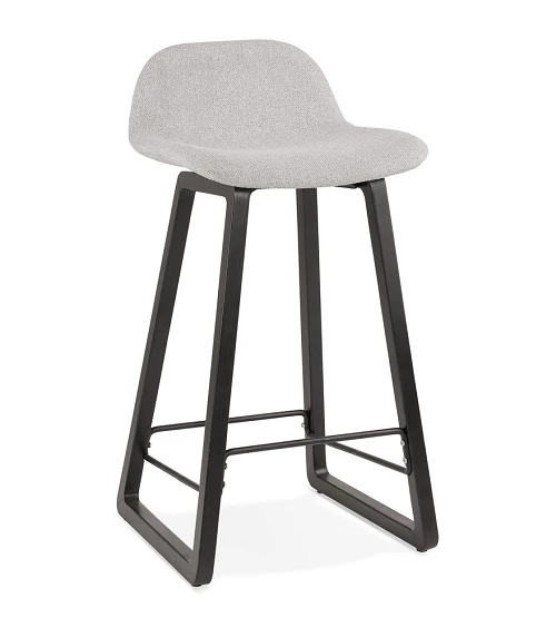 Tabouret de bar design Noir Trapu mini Tissu Gris Clair