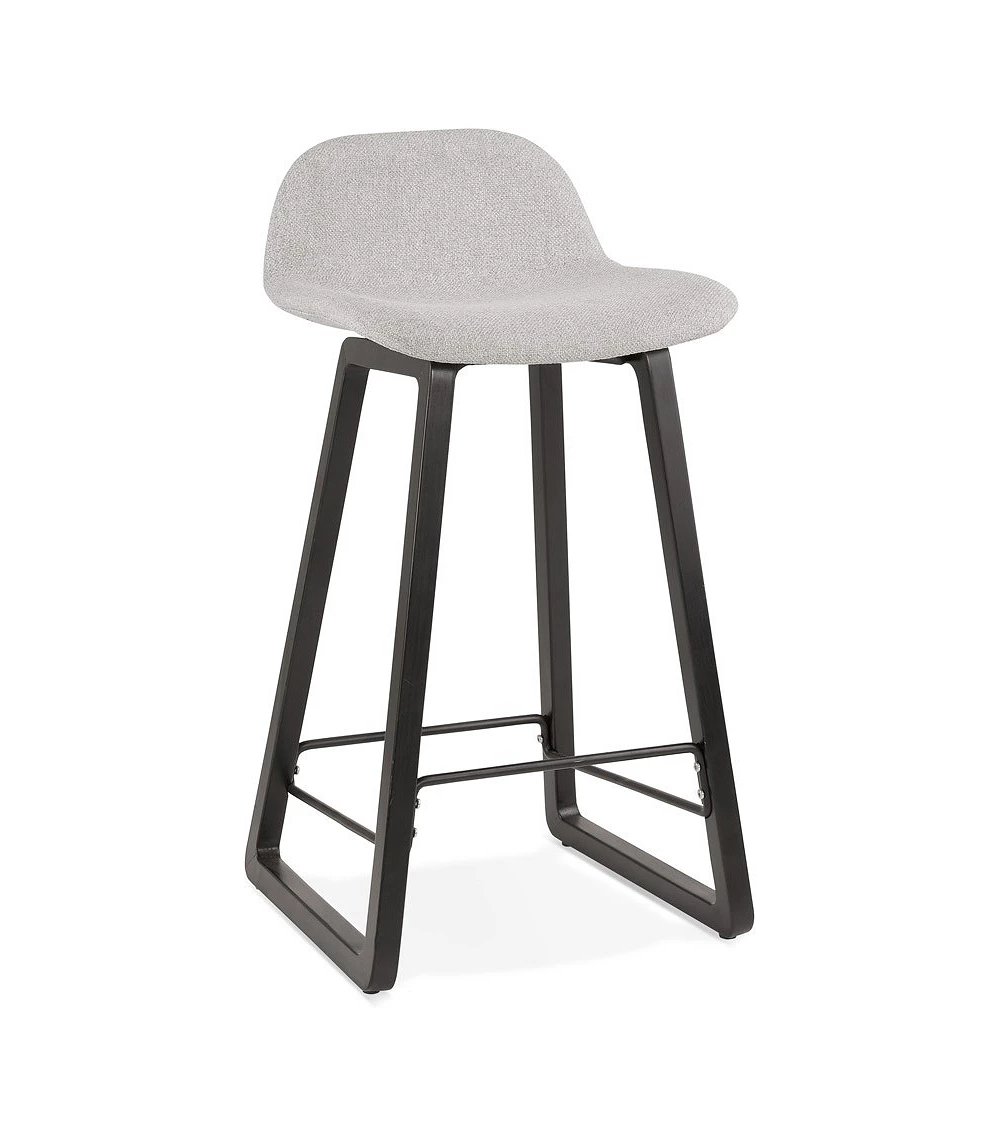 Tabouret de bar design Noir Trapu mini Tissu Gris Clair