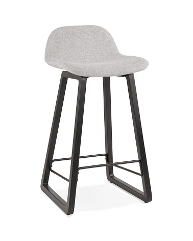 Tabouret de bar design Noir Trapu mini Tissu Gris Clair