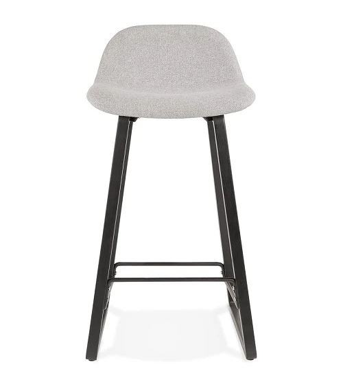 Tabouret de bar design Noir Trapu mini Tissu Gris Clair