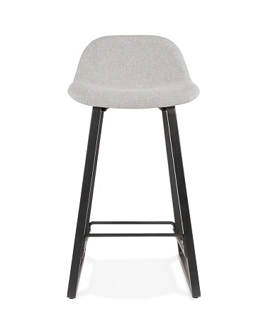 Tabouret de bar design Noir Trapu mini Tissu Gris Clair