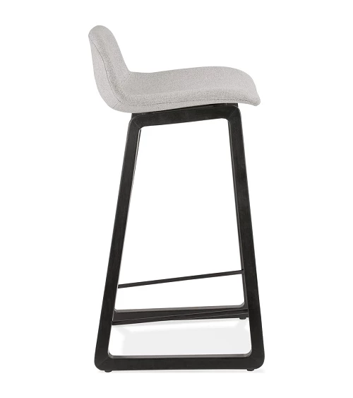 Tabouret de bar design Noir Trapu mini Tissu Gris Clair