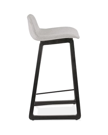 Tabouret de bar design Noir Trapu mini Tissu Gris Clair