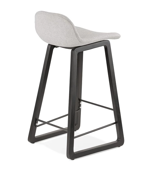 Tabouret de bar design Noir Trapu mini Tissu Gris Clair