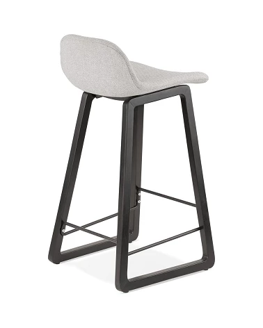 Tabouret de bar design Noir Trapu mini Tissu Gris Clair