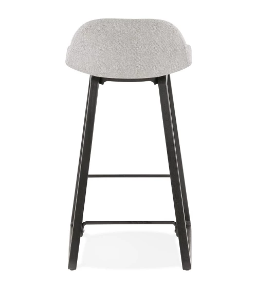 Tabouret de bar design Noir Trapu mini Tissu Gris Clair