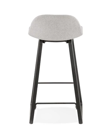 Tabouret de bar design Noir Trapu mini Tissu Gris Clair