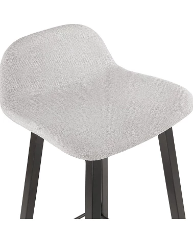 Tabouret de bar design Noir Trapu mini Tissu Gris Clair