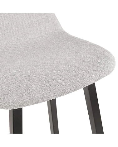 Tabouret de bar design Noir Trapu mini Tissu Gris Clair