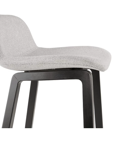 Tabouret de bar design Noir Trapu mini Tissu Gris Clair